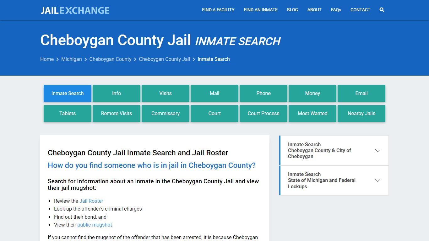 Cheboygan County Jail Inmate Search - Jail Exchange